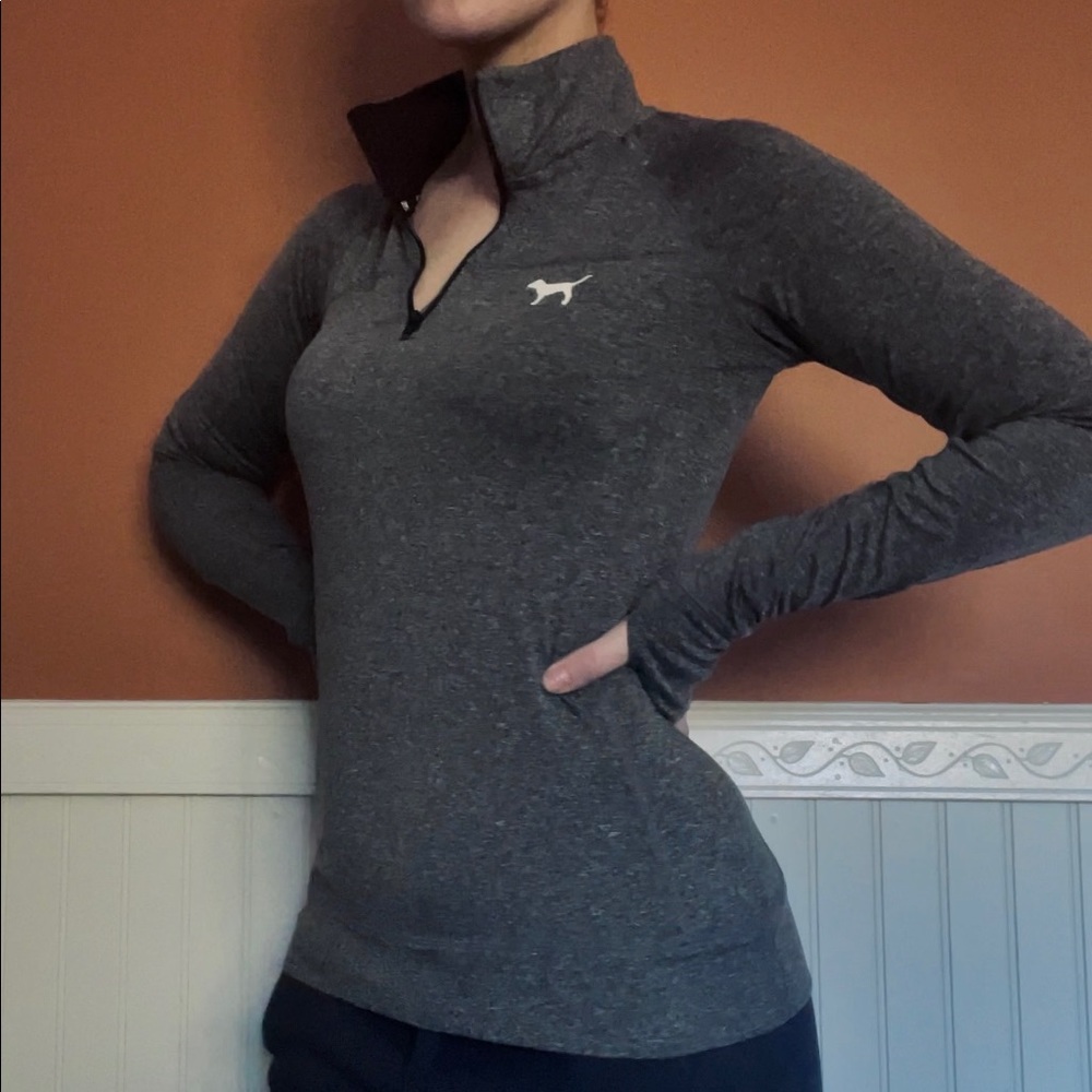 Victoria’s Secret pink quarter zip athletic pull over with thumb holes can
